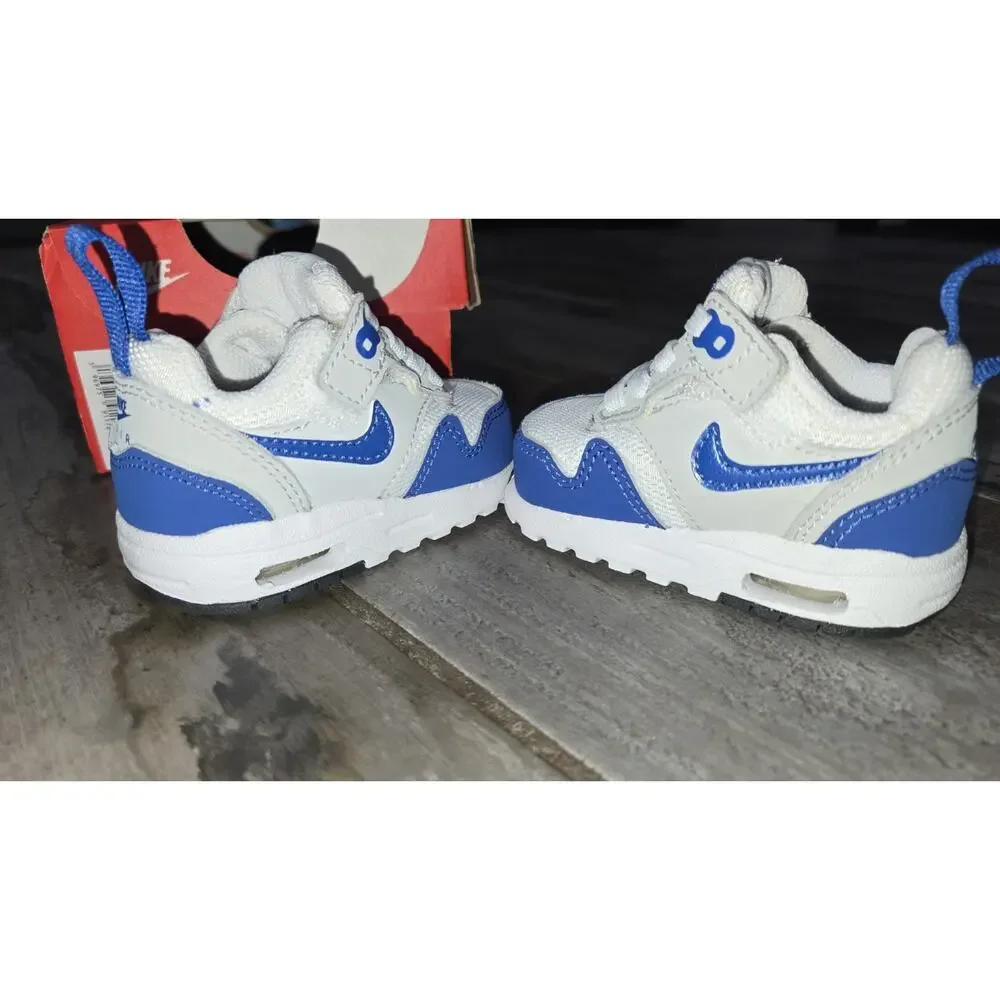 Nike Air Max 1 Easyon White/Game Royal-Neutral Gray DZ3309-104 Toddler Size 2C